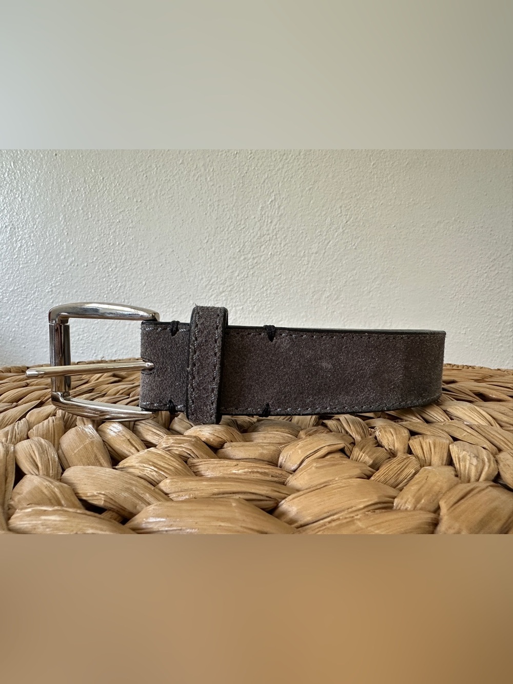 Will Leather Goods Dark Brown Suede Belt with Silver Buckle